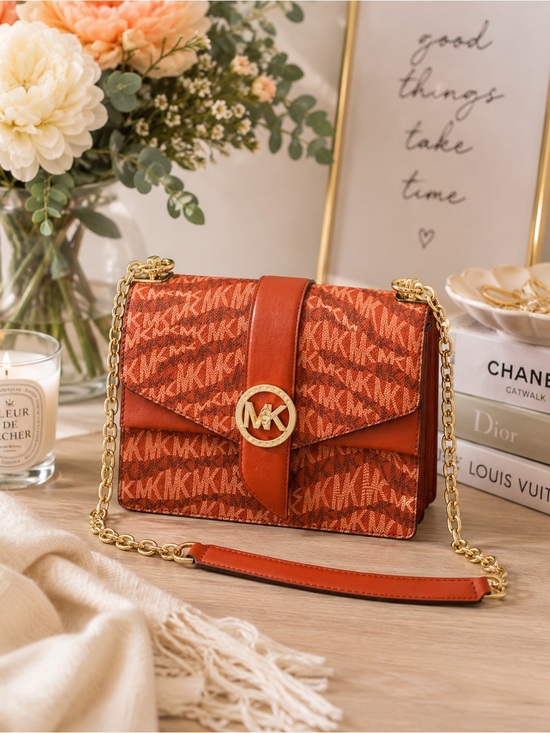 Michael Kors Handbags - Michael Kors Greenwich Logo Crossbody Bag Deep Orange Multi